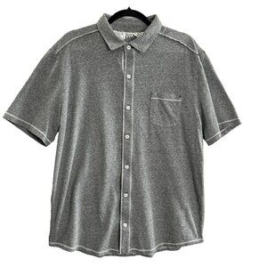 TOMMY BAHAMA Women Island Zone Shirt Short Sleeve Button Front Sz L Gray 58-11